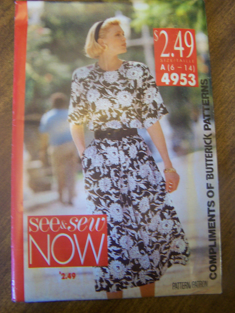See & Sew 4953, Misses, Dresses, Pullover, Sizes 6-14, UNCUT sewing pattern, Petite, sale
