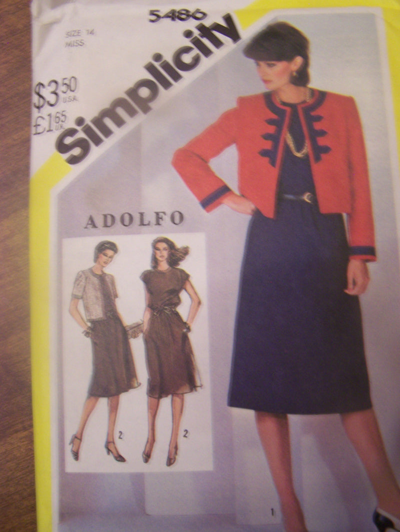 Simplicity 5486, Misses, Dresses, Lined Jackets, UNCUT sewing pattern,