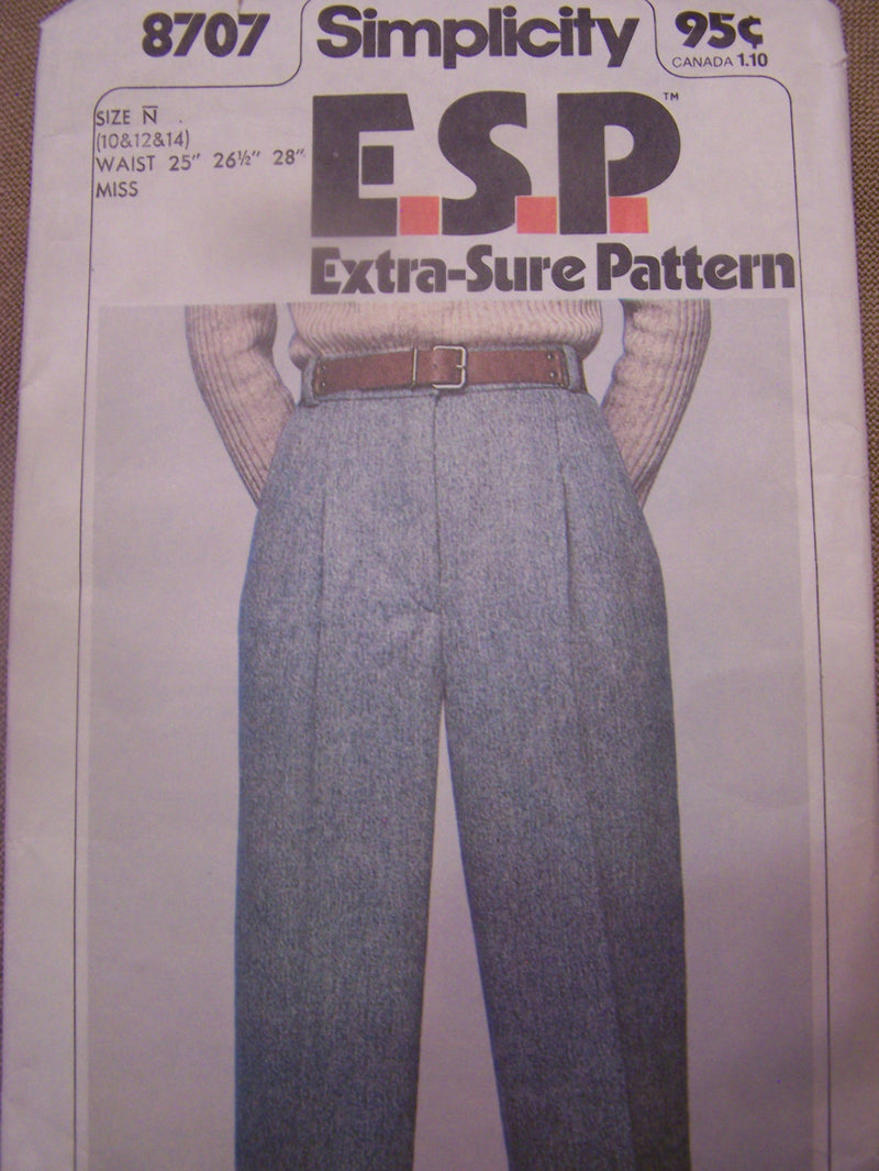 Simplicity 8707, Misses, Pants, Size 10-14, UNCUT sewing pattern,