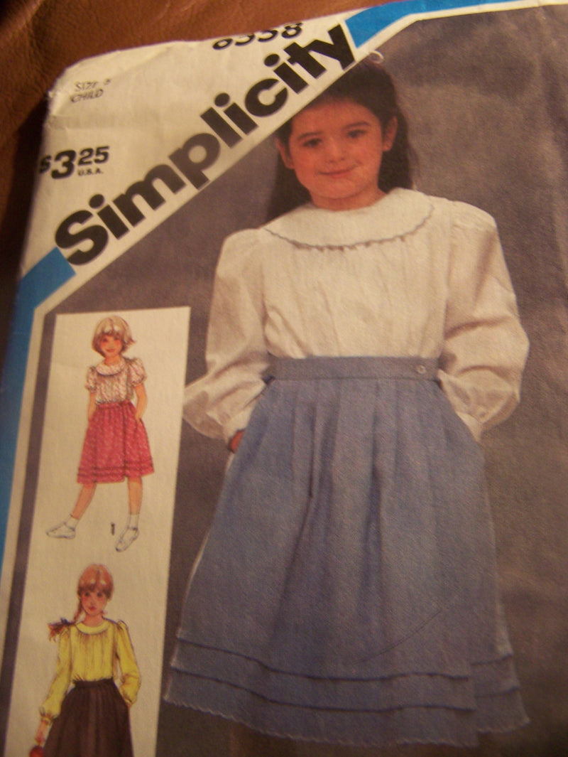 Simplicity 6558, , Girls, Skirts, Blouses, UNCUT sewing pattern,