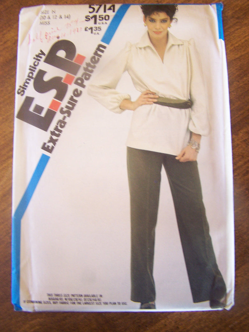 Simplicity  5714,  Misses, Pullover Tunics, Pants, UNCUT sewing pattern,