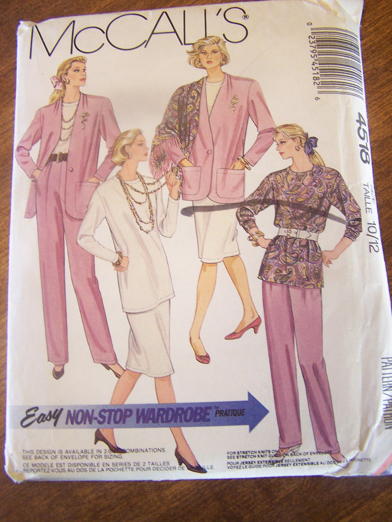 McCalls 4518, Misses, Separates, Knits, UNCUT sewing pattern,
