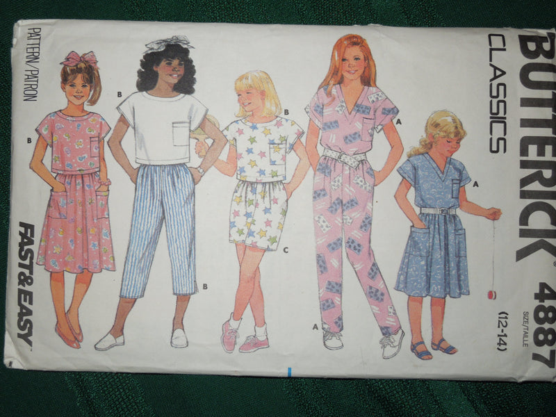 Butterick 4887, Size 12-14, Childrens, separates, UNCUT sewing pattern
