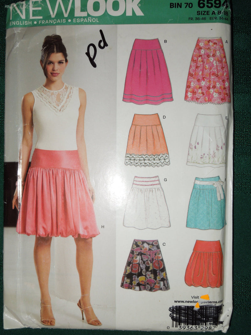 New Look Sizes 8-18, UNCUT sewing pattern, skirt, misses