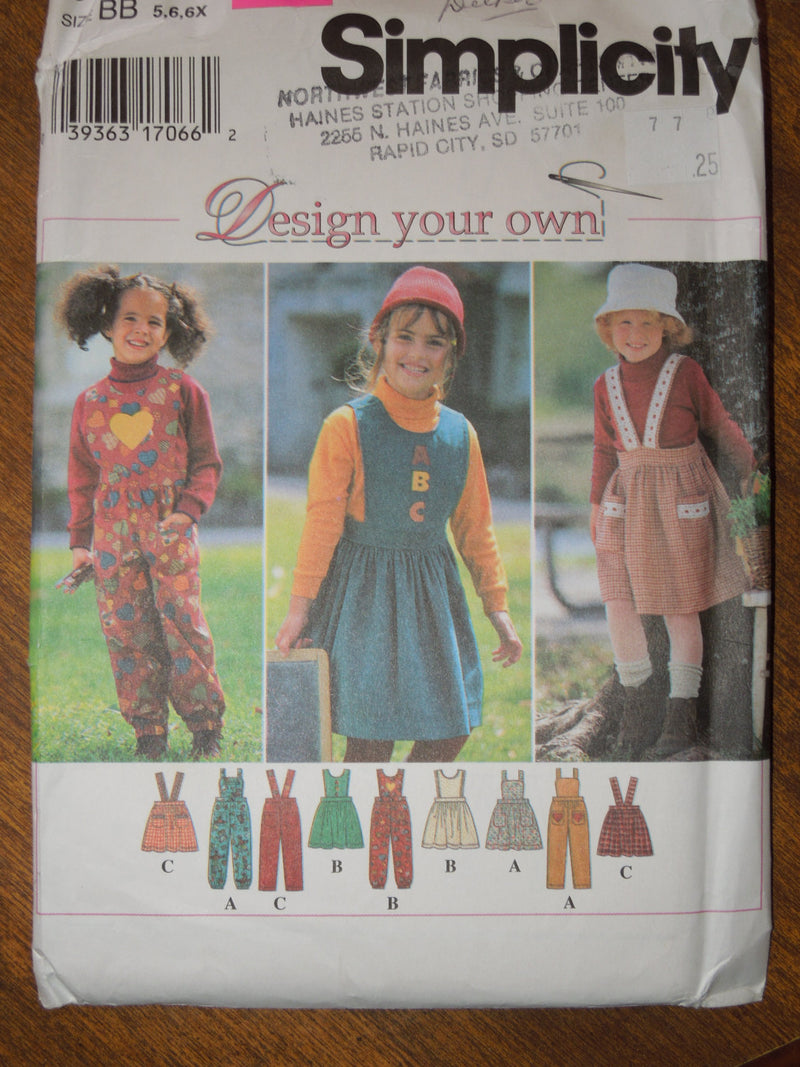 Simplicity 9722, Girls Dresses, Jumpsuits, Jumpers, Uncut Sewing Pattern