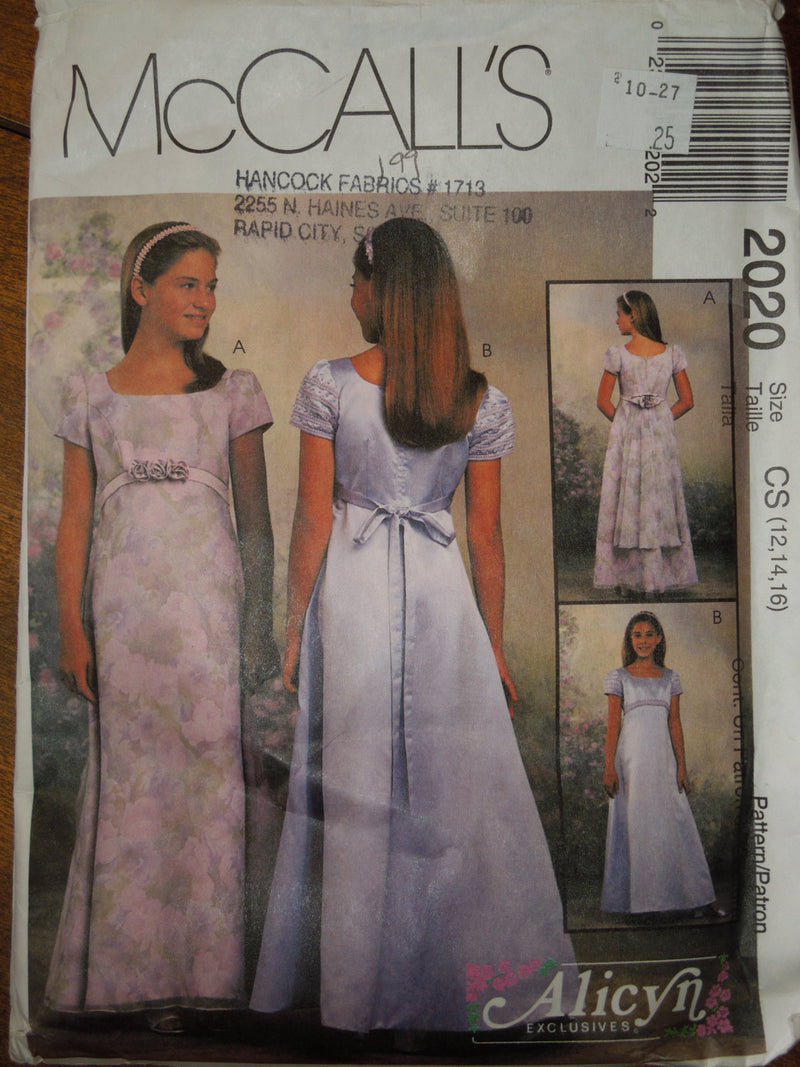 McCall's 2020, Girls Dresses, Evening Wear, UNCUT sewing pattern Stylesewwear.boutique McCall's 2020, Girls Dresses, Evening Wear, UNCUT sewing pattern Stylesewwear.boutique