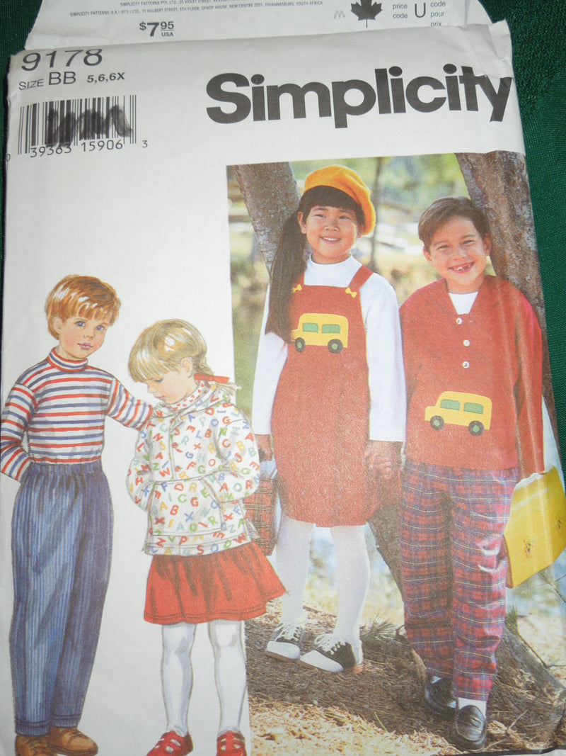 Simplicity 9178,  Childrens, Separates, Knits, Size 5-6x, UNCUT sewing pattern,