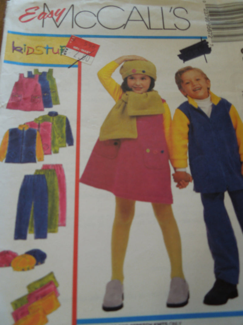 McCalls 9567, Childrens, Separates, Hats, Scarves, UNCUT sewing pattern,