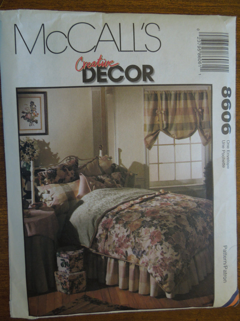 McCalls 8606, home decor, bedroom,window treatments, table linens,UNCUT sewing pattern