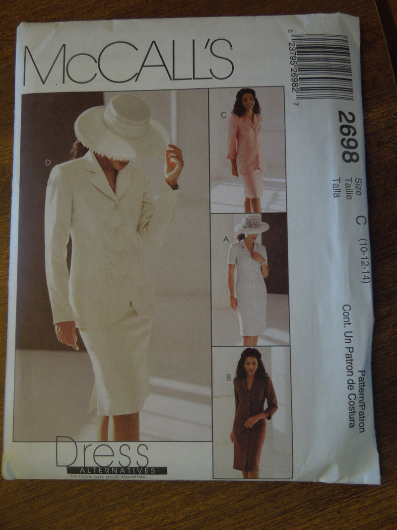 McCalls 2698, Misses Dresses, Jackets, Skirts, Lined, UNCUT sewing pattern,  SALE