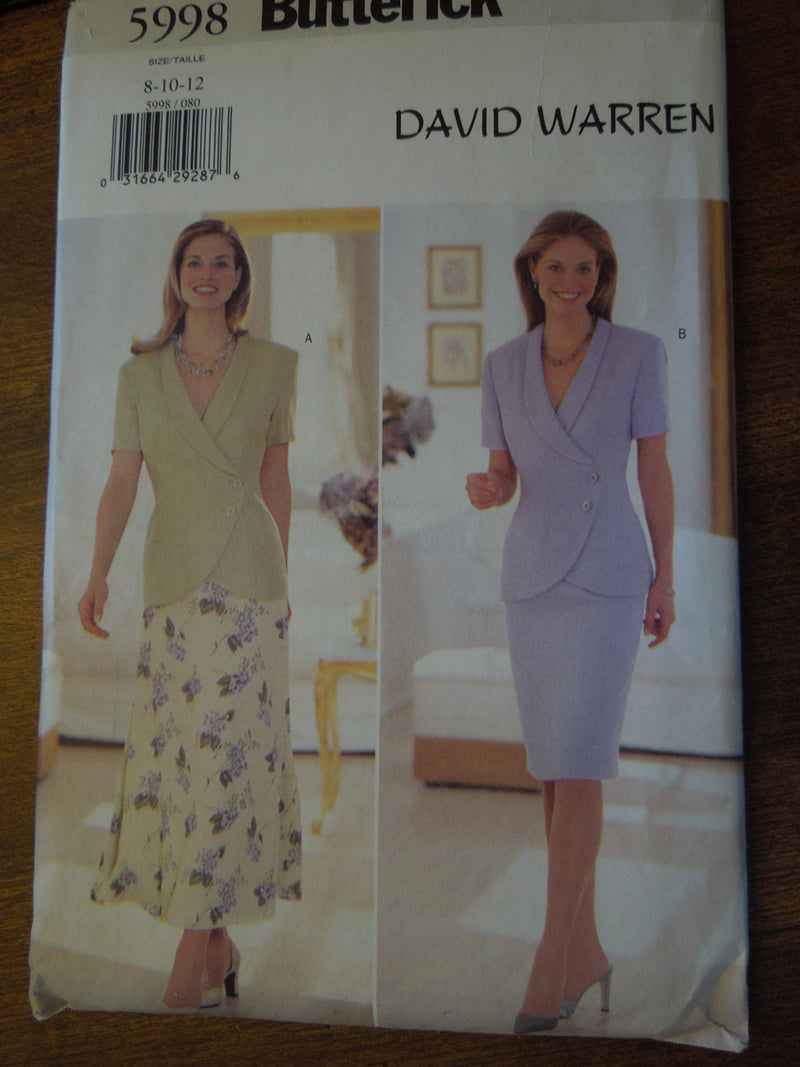 Butterick 5998, Misses, Tops, Skirts, SALE, UNCUT sewing pattern,