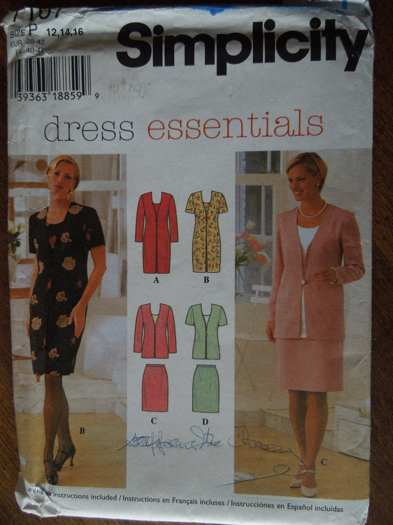 Simplicity7107, Size 12-16, petite, misses, womens, UNCUT sewing pattern, dress, top, skirt,