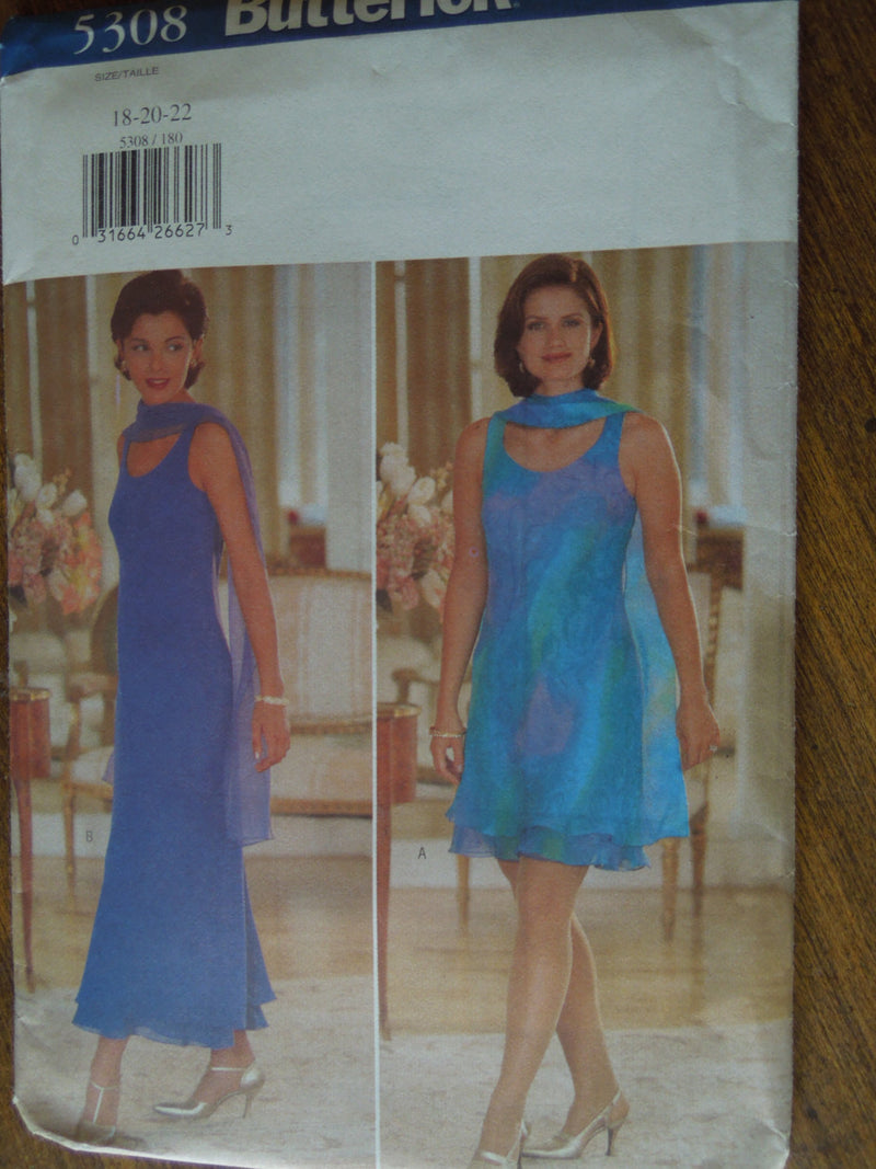 Butterick 5308, Misses Dresses, Evening Wear, UNCUT sewing pattern,