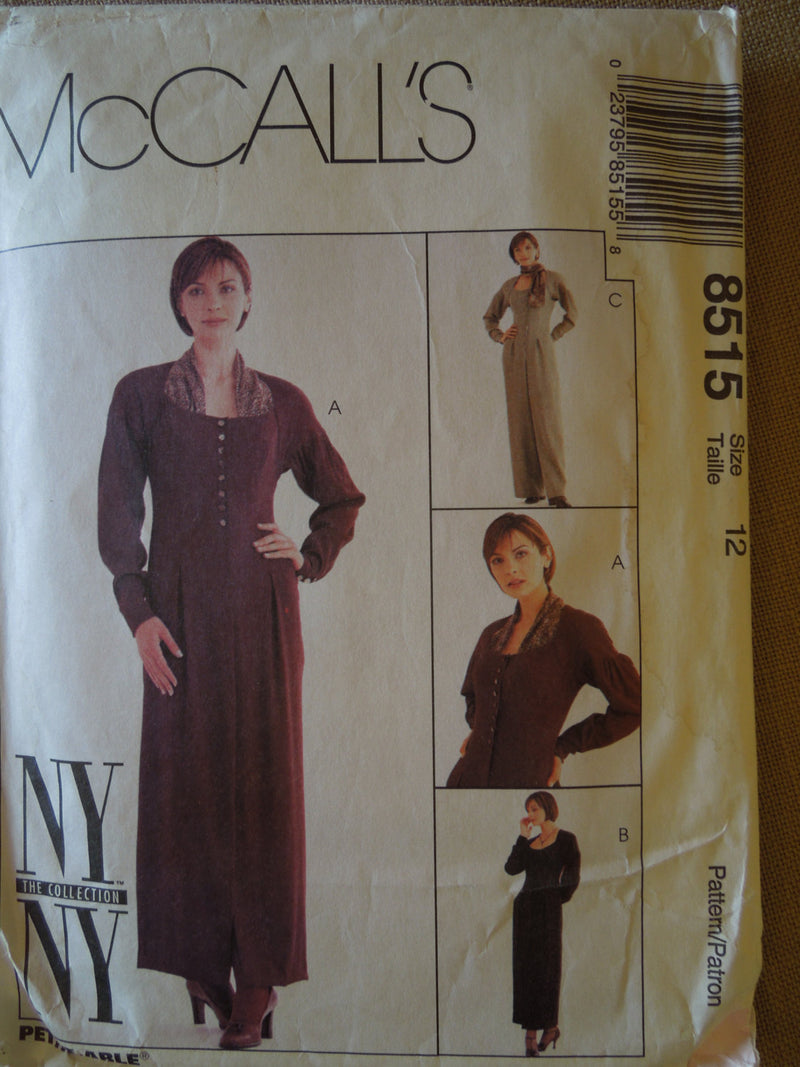 McCalls 8515, Misses, Dresses, Jumpsuits, Petite,  UNCUT sewing pattern,