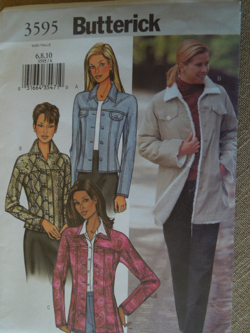 Butterick 3595,  Misses, Jackets, Lined,  UNCUT sewing pattern,