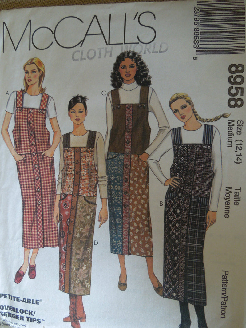 McCalls 8958,Misses, Dresses,  Jumpers, Size Varies, Petite, UNCUT sewing pattern,
