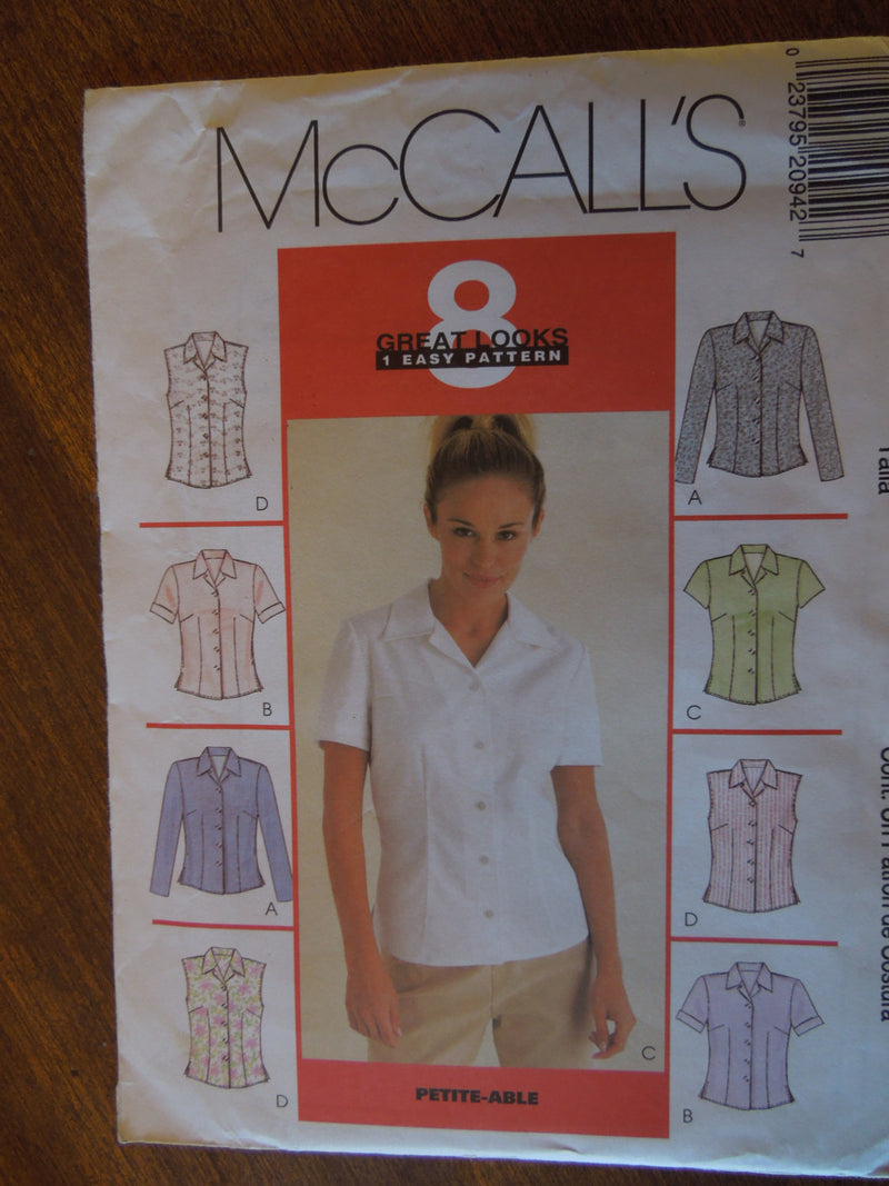 McCalls 2094,  Misses, Blouses, Shirts, UNCUT sewing pattern,