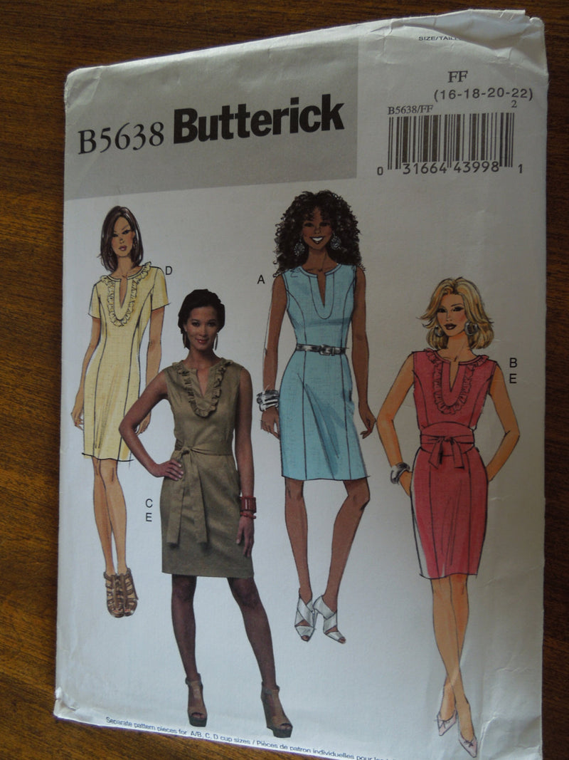 Butterick B5638, Misses Dresses, Sz Varies, UNCUT sewing pattern