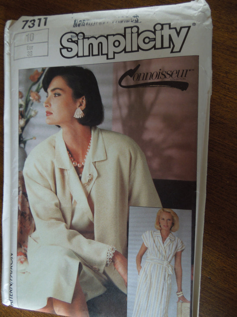 Simplicity 7311, dress, lined jacket, petite-able, UNCUT sewing pattern, misses,