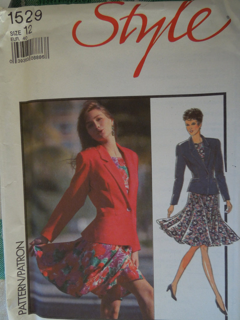 Style 1529, Misses,Jackets, Lined, Size 12,  UNCUT sewing pattern,  Sale
