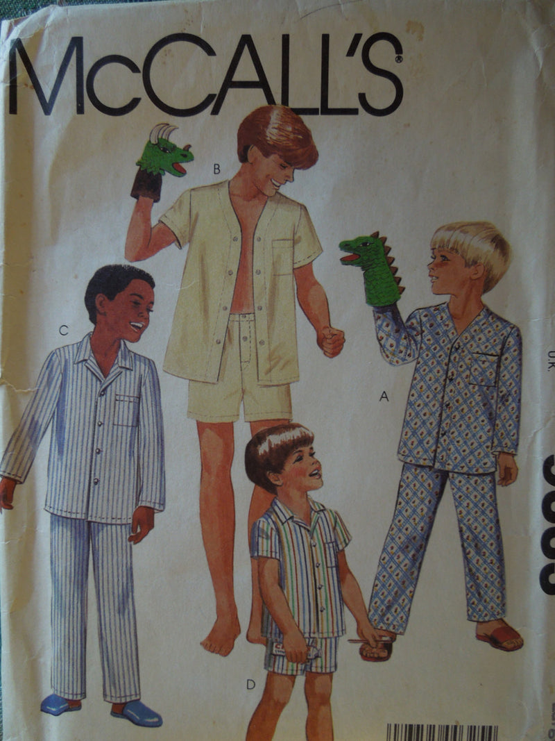 McCalls 9333,  Boys, Pajamas, UNCUT sewing pattern, size large,