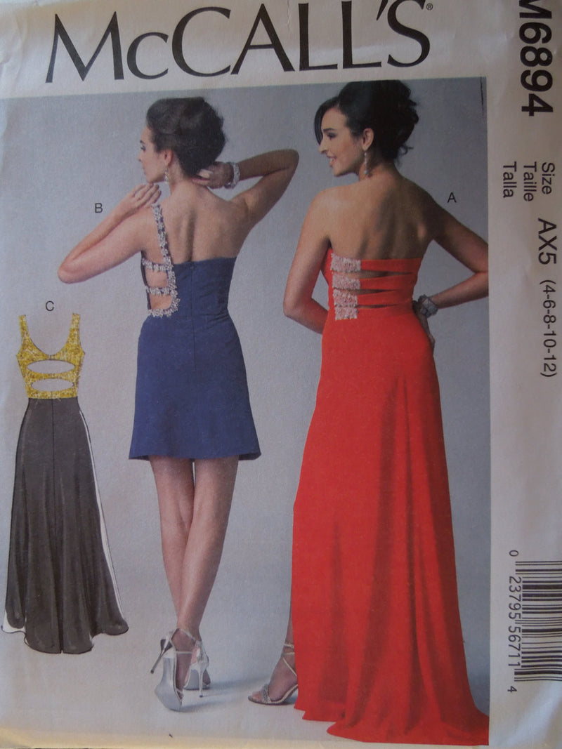 McCalls M6894, Misses, Evening Wear, Dresses, UNCUT sewing pattern,