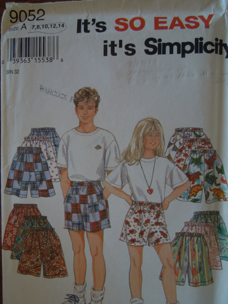Simplicity 9052, Girls, Boys, Shorts, UNCUT sewing pattern,