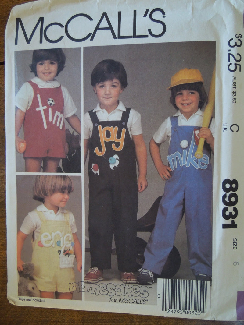 McCalls 8931,Childrens, Overalls, Jumpsuits,  UNCUT sewing pattern,