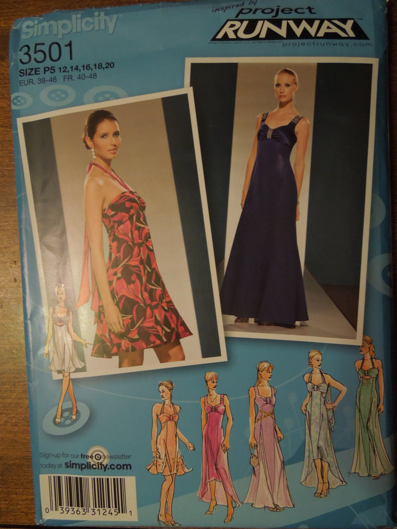 Simplicity 3501, Misses, Dresses, Evening Wear, Sz Varies, UNCUT sewing pattern,