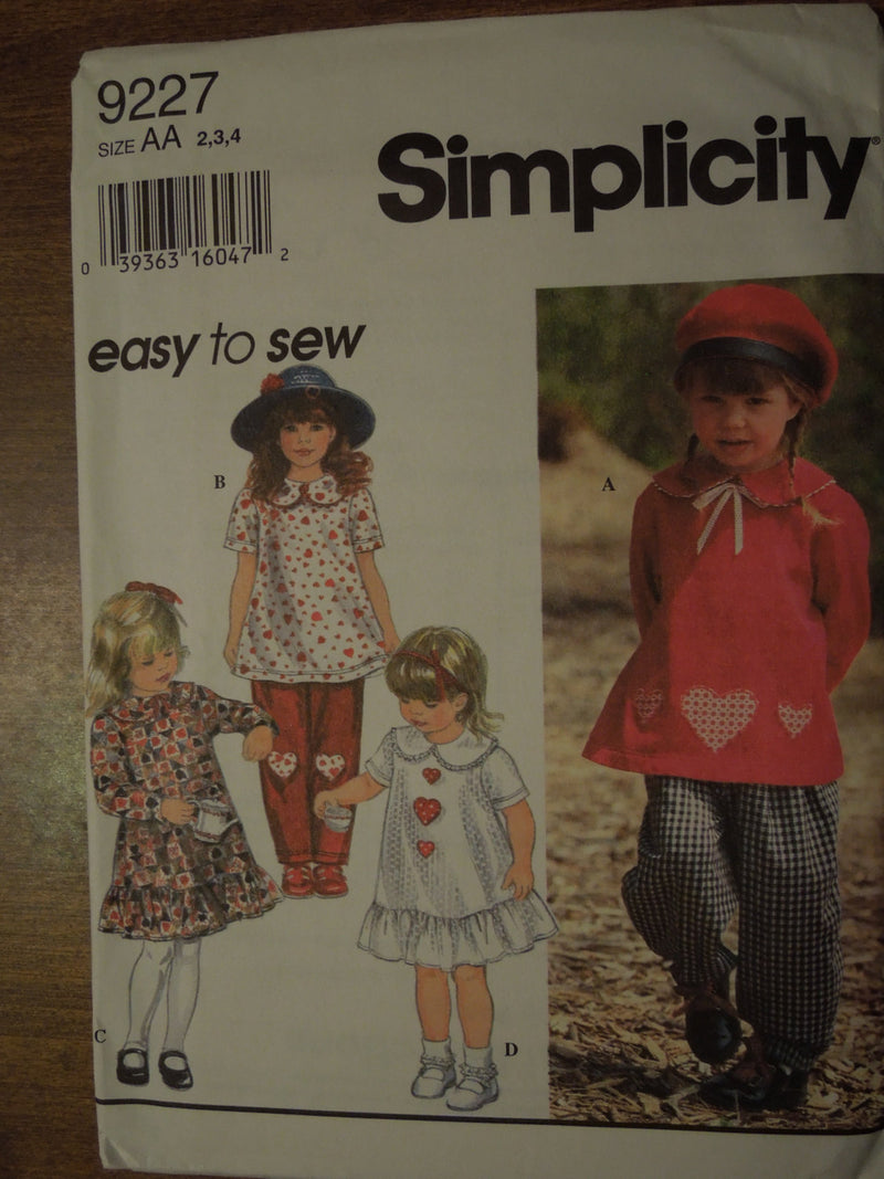 Simplicity 9227, Girls, Separates, Size 2,3,4, UNCUT sewing pattern,