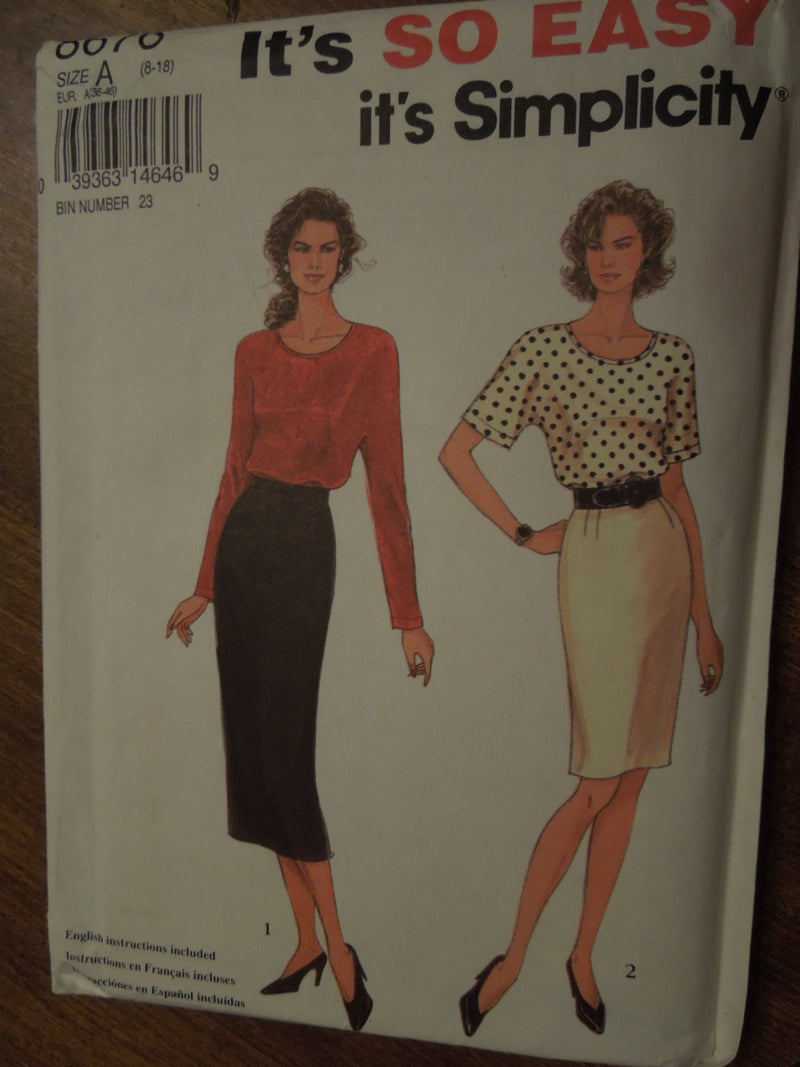 Simplicity 8676, Misses, Skirts, Blouses, UNCUT sewing pattern,