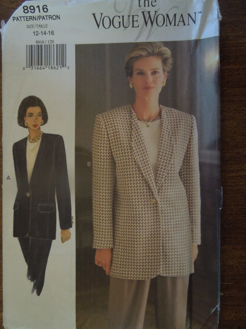 Vogue 8916, Misses Jackets, Lined, Petite, UNCUT sewing pattern,