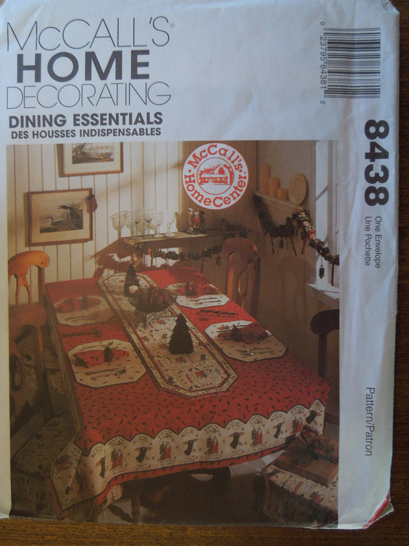 McCalls 8438, Table Linens,  UNCUT sewing pattern