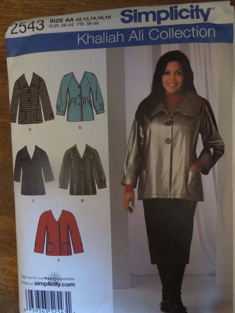 Simplicity 2543, Womens, Jackets, Size varies, UNCUT sewing pattern,