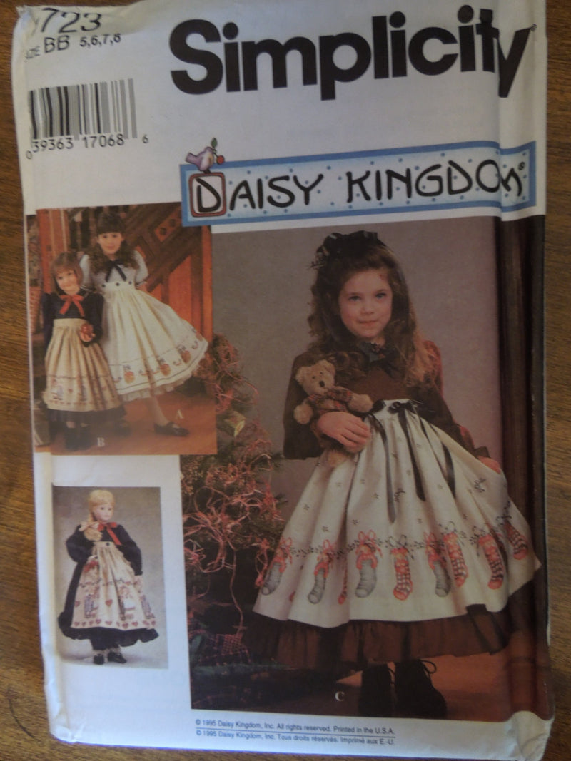 Simplicity 9723, Girls, Dresses, Aprons, Doll Clothing for 18" doll,  UNCUT sewing pattern,