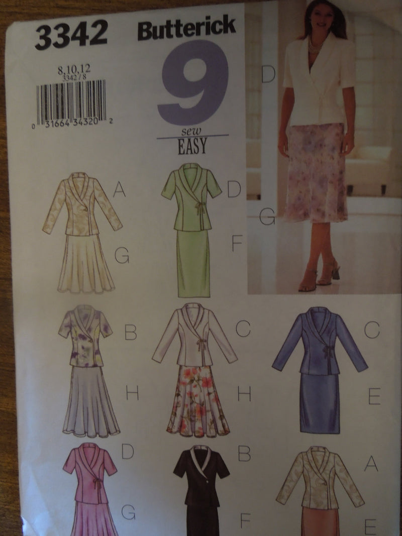 Butterick 3342, Misses Tops, Skirts, UNCUT sewing pattern