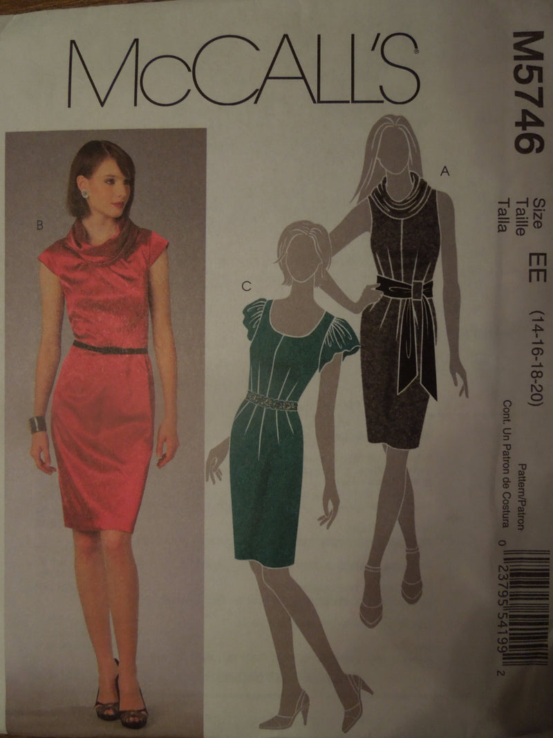 McCalls M5746, Misses Dresses,  Belt, UNCUT sewing pattern,