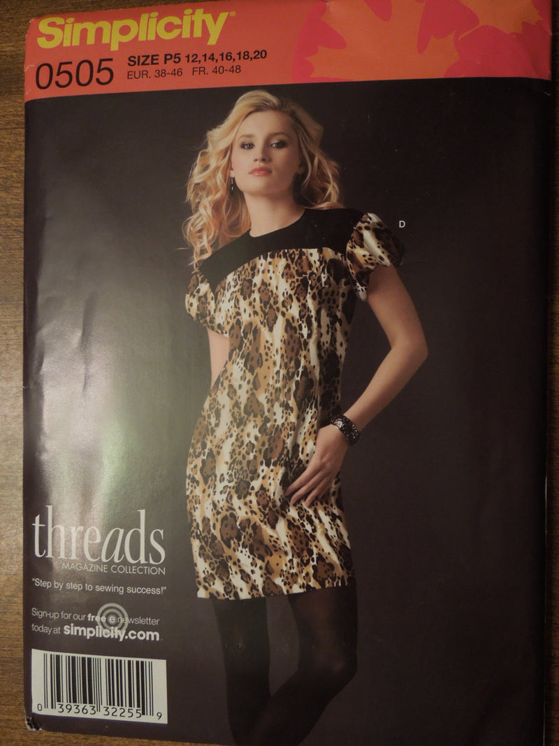 Simplicity 0505, Misses, Dresses, Sizes 12-20, Petite, UNCUT