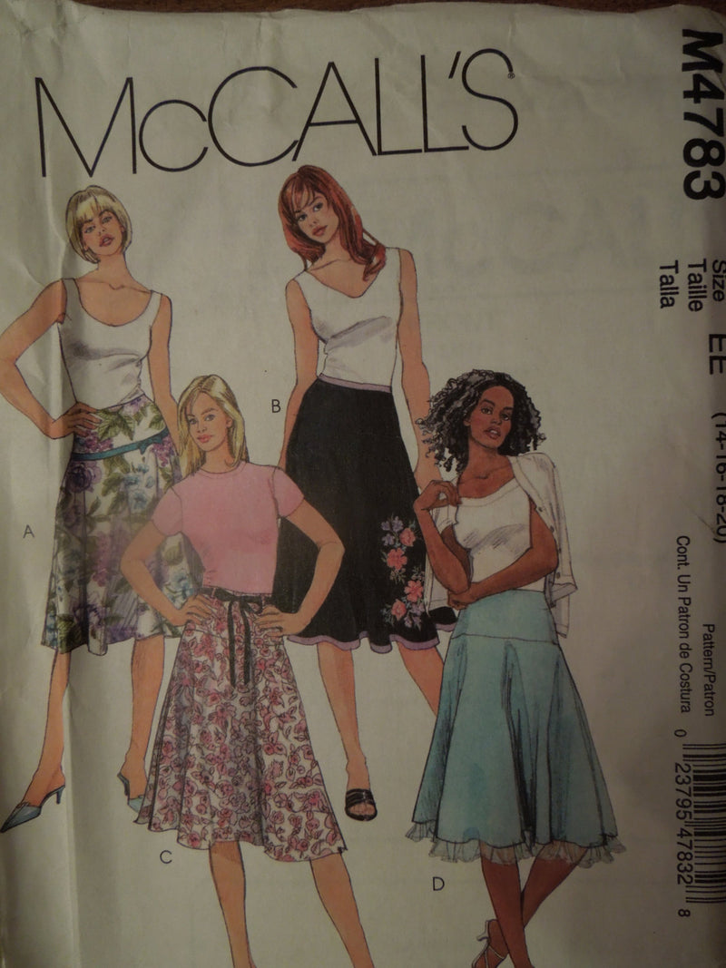 McCalls M4783,  Misses Skirts, Sz Varies, UNCUT sewing pattern,  Petite