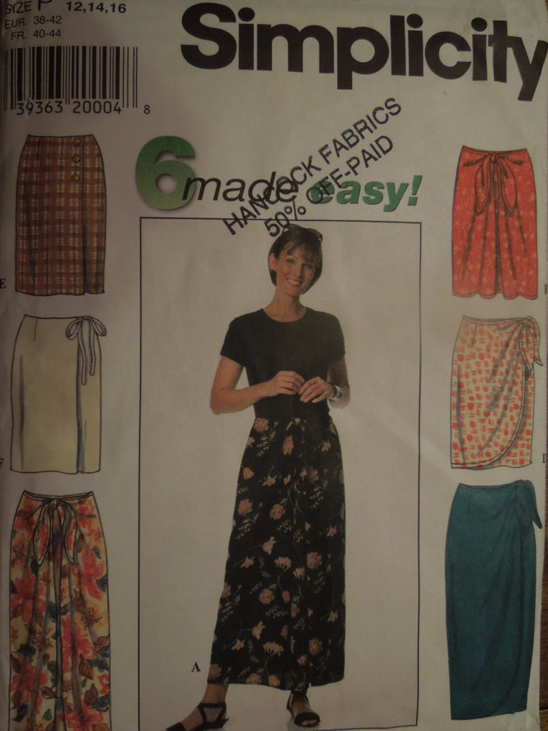 Simplicity 7625, size 12-16, misses, skirts, UNCUT sewing pattern,