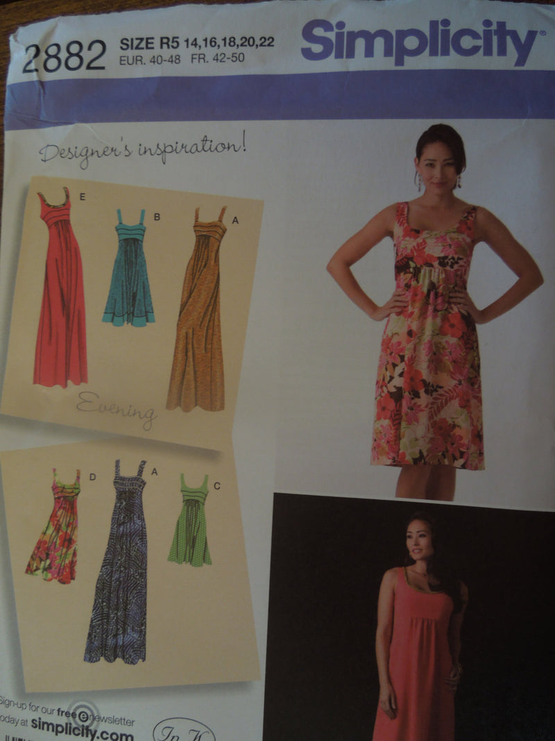 Simplicity 2882, Misses, Dresses, Petite,  Size Varies,  UNCUT sewing pattern,