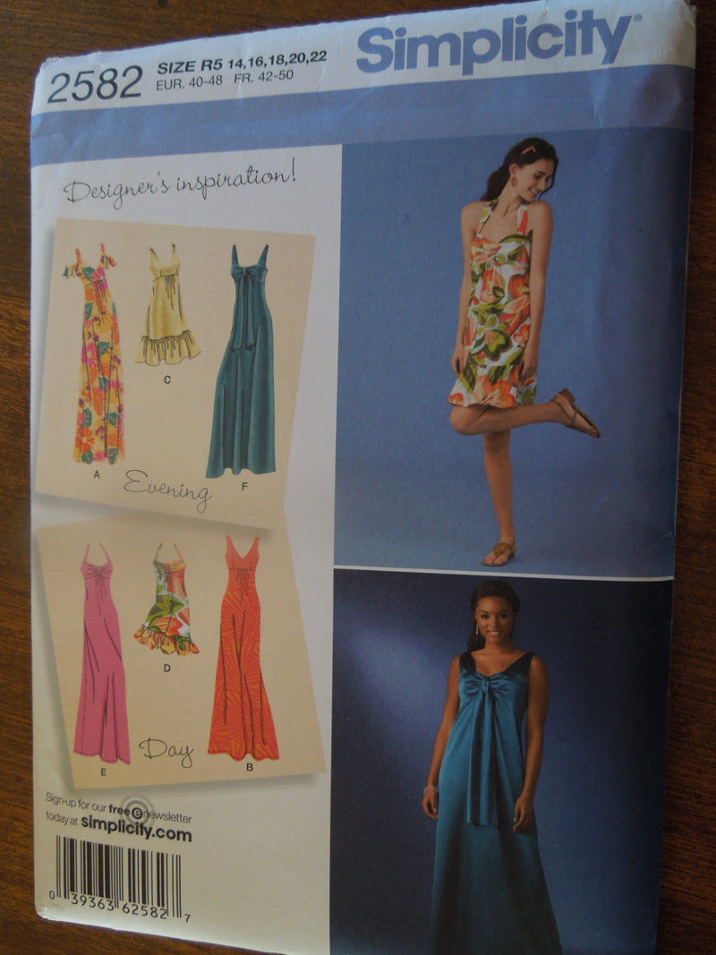 Simplicity 2582, Misses, Dresses, Sizes 14-22, Petite, Uncut Sewing Pattern