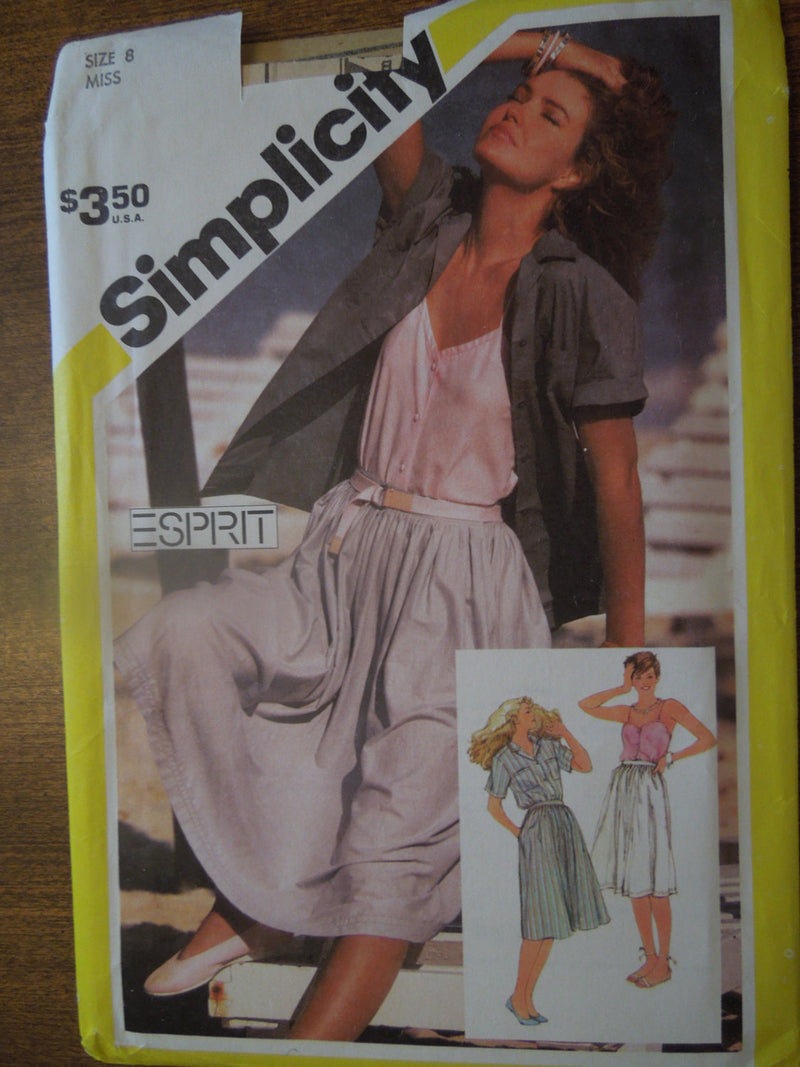 Simplicity 6037, Misses, Camisoles, Skirts, Shirts, UNCUT sewing pattern,