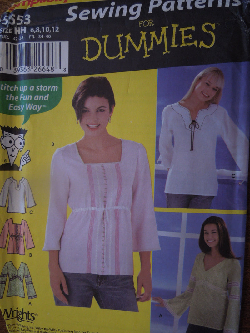 Simplicity 5553, Misses, Tops, Pullover Style, UNCUT sewing pattern,