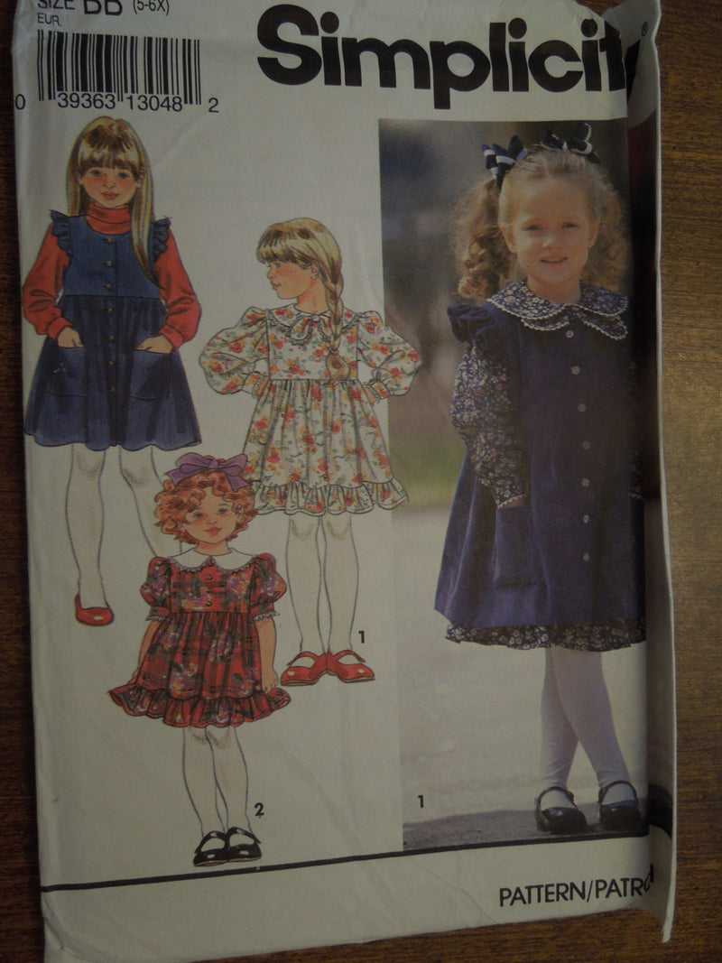Simplicity 8021, Girls Dresses with Pinafore, UNCUT sewing pattern,