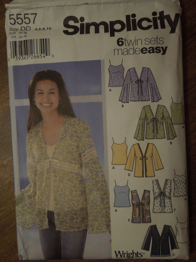 Simplicity 5557, Misses, Tops, Camisoles, Cardigans, UNCUT sewing pattern,