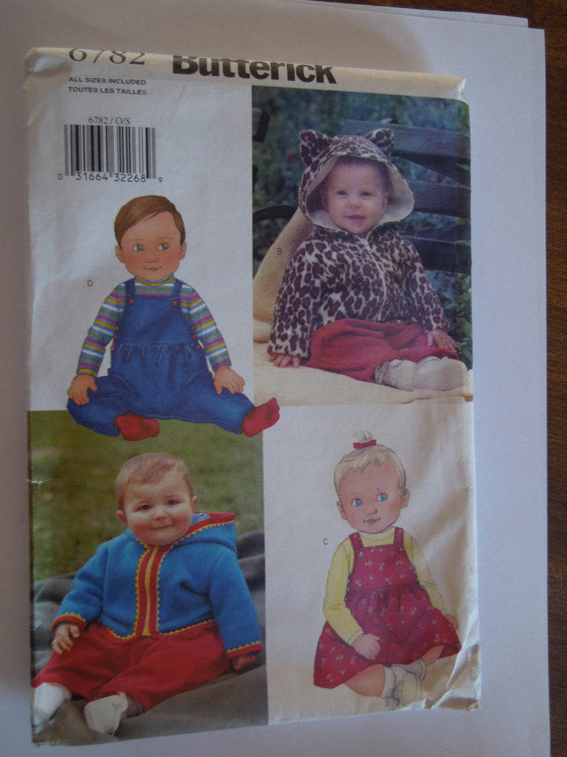 Butterick 6782,Babies, Jackets, Jumpers, Overalls, UNCUT sewing pattern,