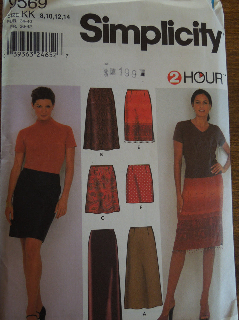 Simplicity 9569,  Misses, Skirts, Sizes 8-14, UNCUT sewing pattern,