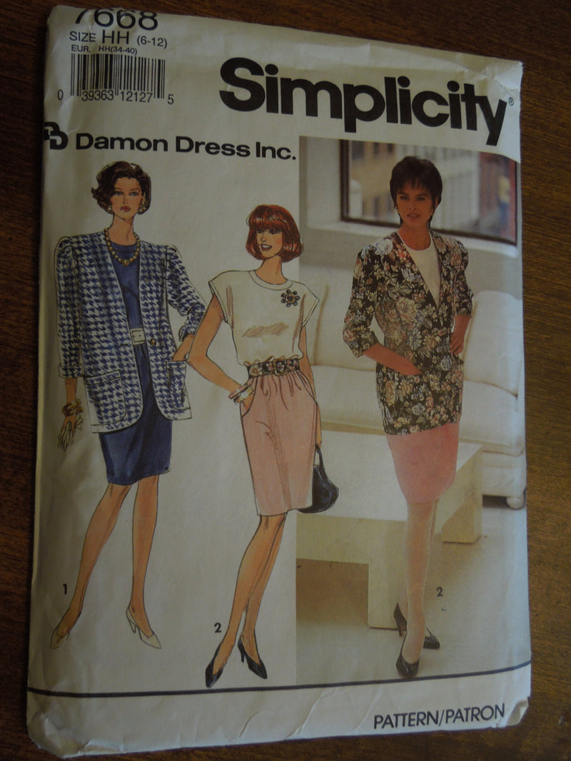 Simplicity 7668, Misses Dresses, Jacket, UNCUT sewing pattern, SALE