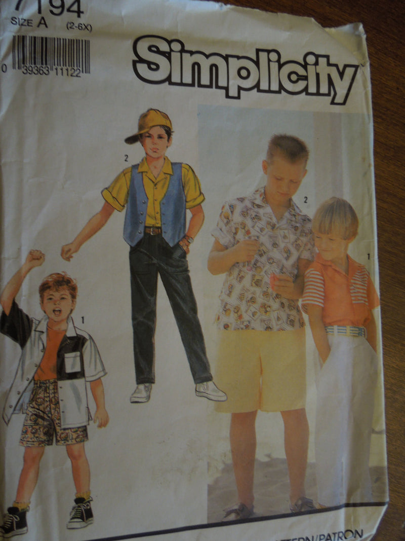 Simplicity 7194, Boys, Separates, UNCUT sewing pattern,